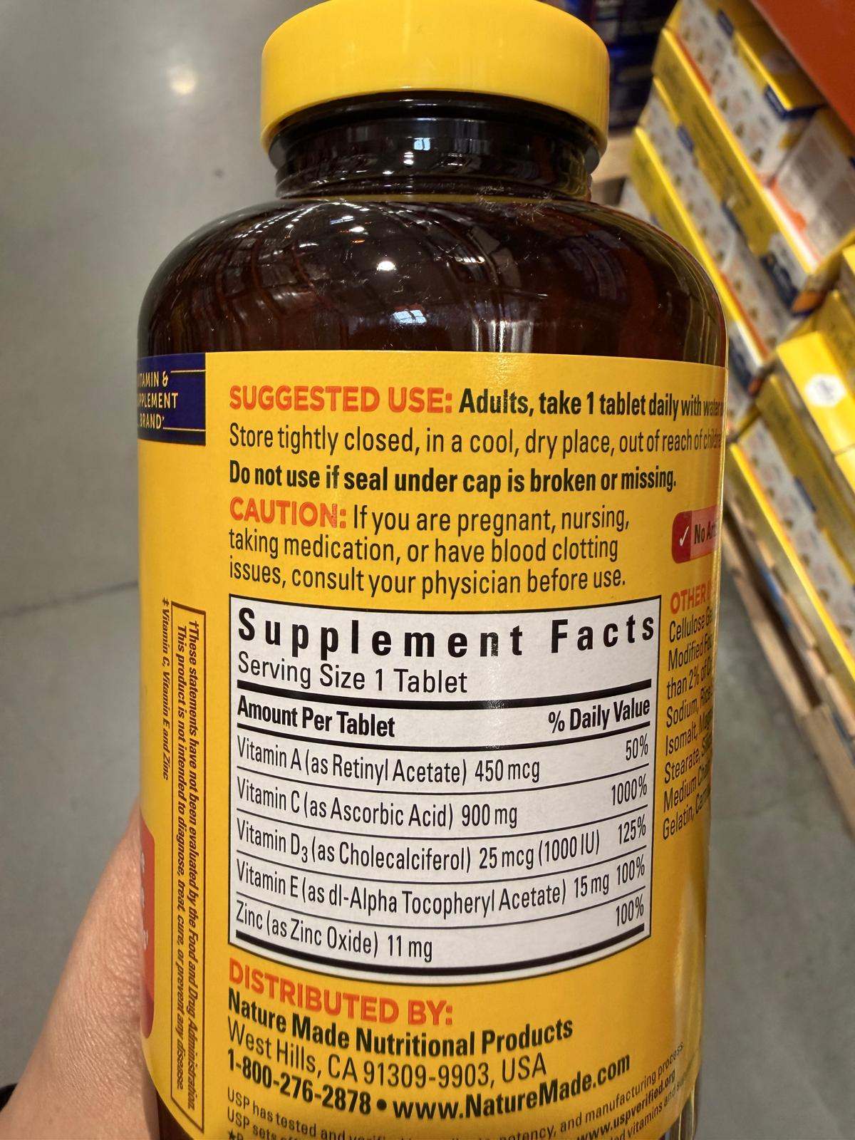 YN045 Nature Made 超級維他命C與維生素D3及鋅的膳食補充劑 200片 EXP: 11.2027