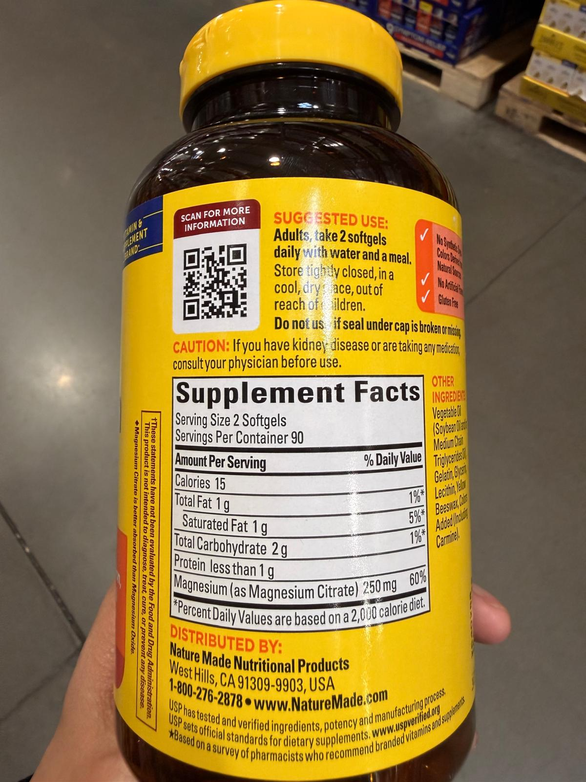 YN046 Nature Made 檸檬酸鎂 250毫克 180粒 EXP: 03.2028