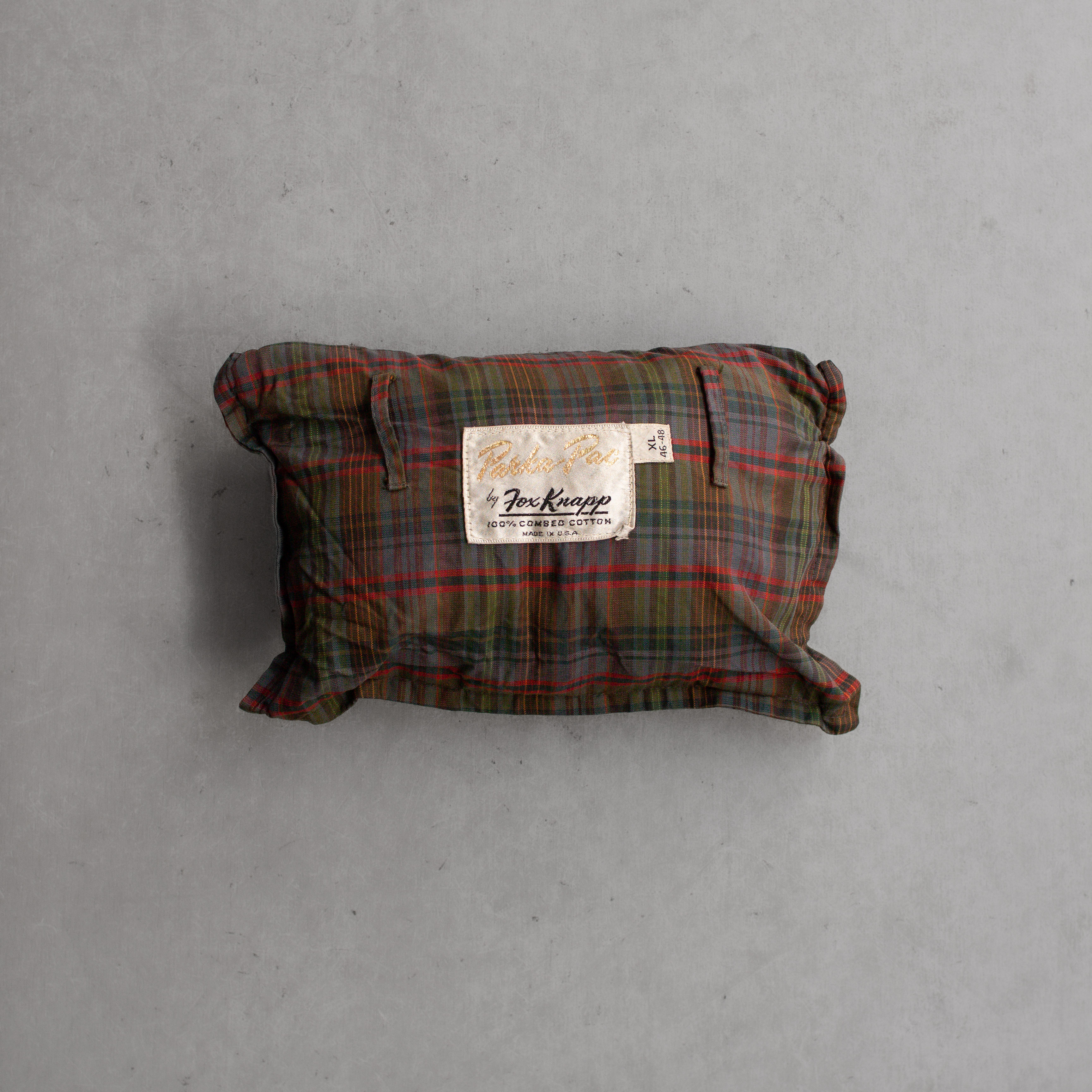 60S PLAID PACKABLE ANORAK 美國製 棕色 格紋 連帽 純棉 套頭 外套