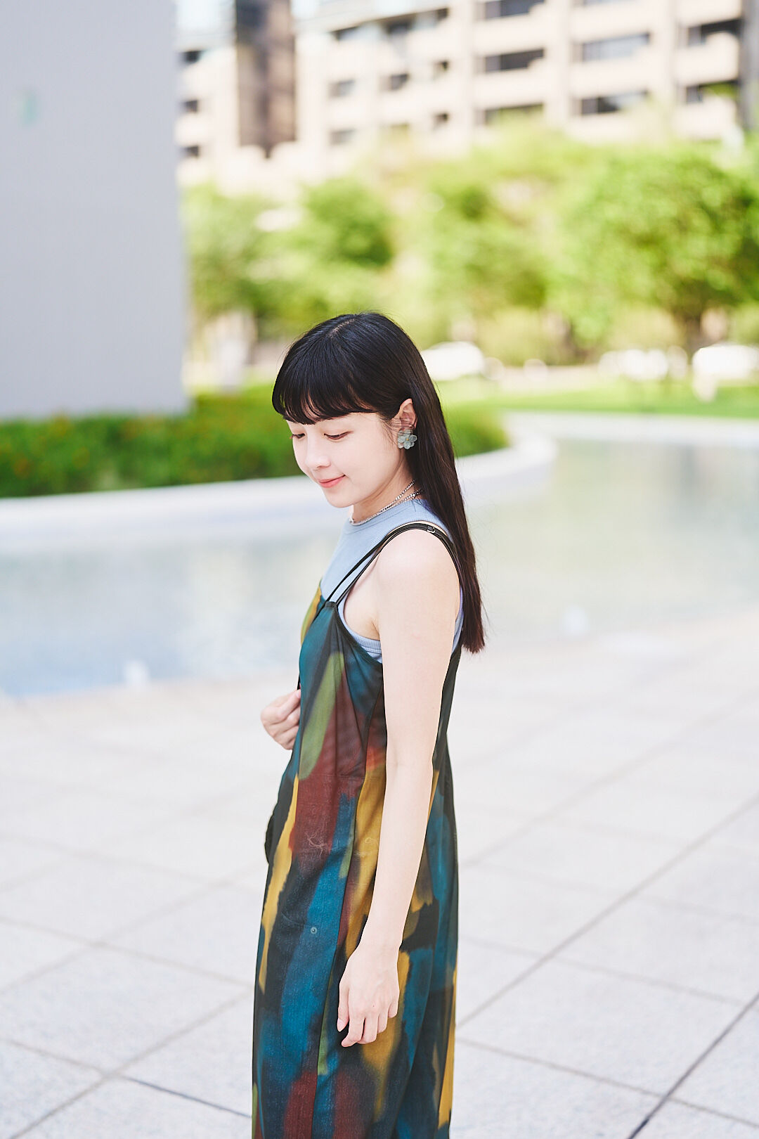 (預購)日光暈染！水彩透明感吊帶裙(四色-黑彩)