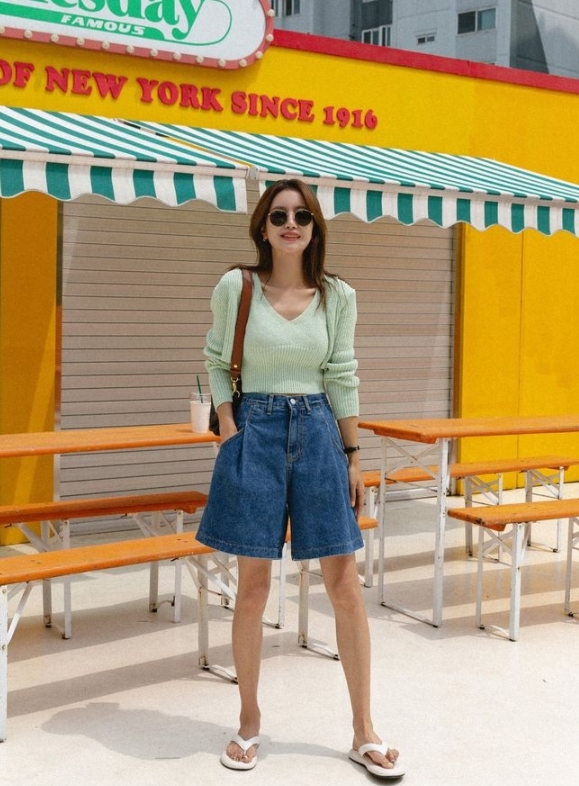 ᴴᴼᵀ ▸▸店長推薦◃◃ 春夏新款/壓褶膝上褲 MANIFEST正韓🇰🇷