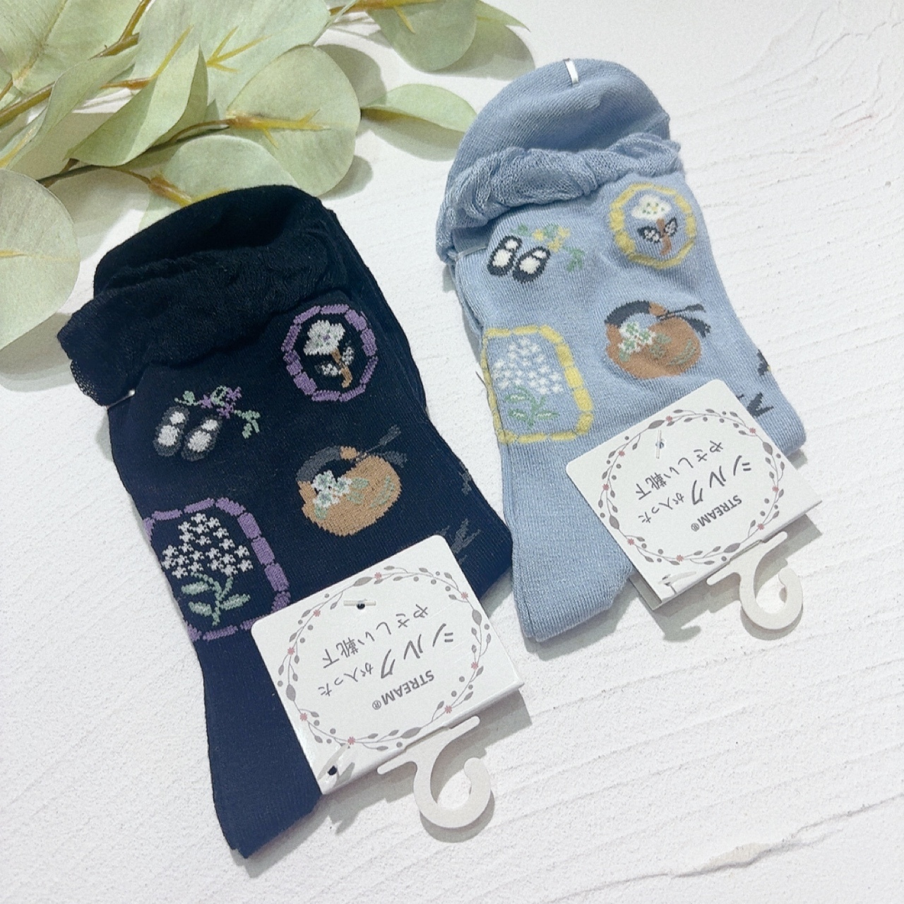 鞋子袋花圖案短襪