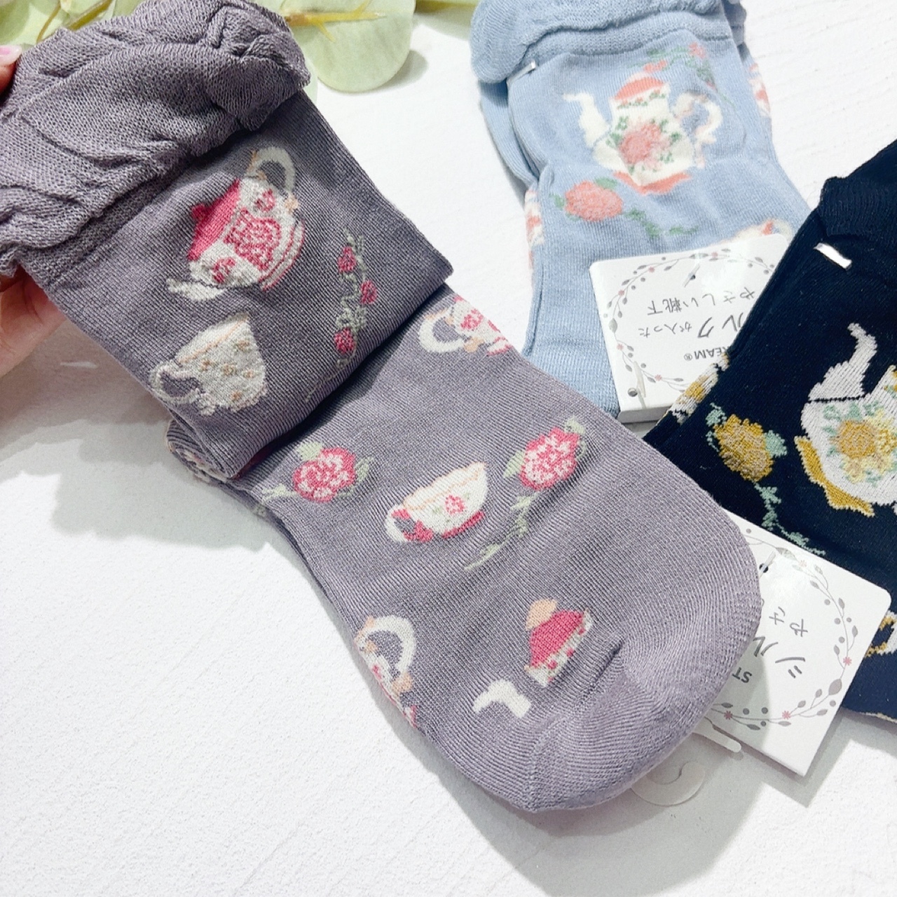 下午茶圖案短襪