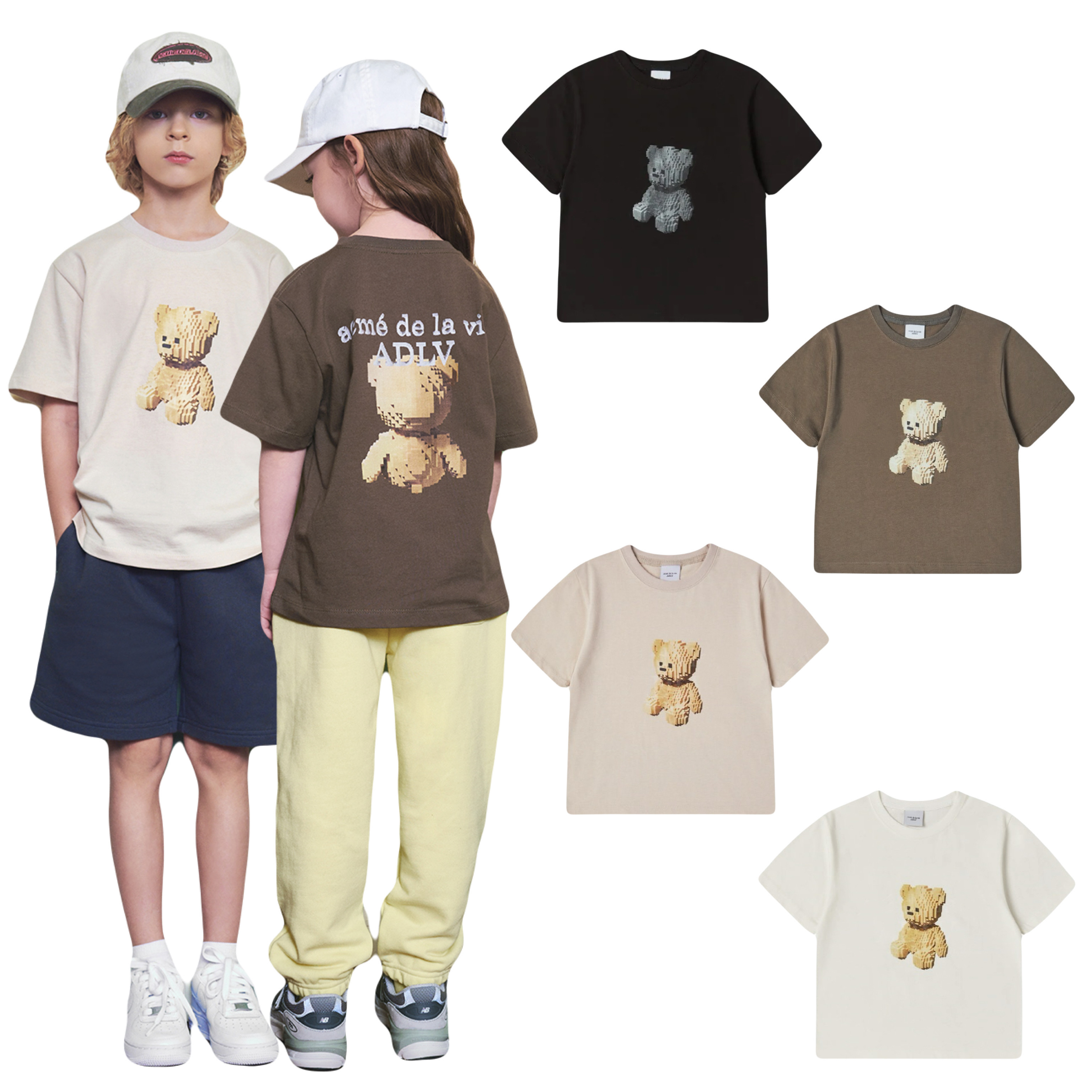 【23】ADLV KIDS BLOCK BEAR SHORT SLEEVE T-SHIRT (4個尺碼 / 4色選擇)