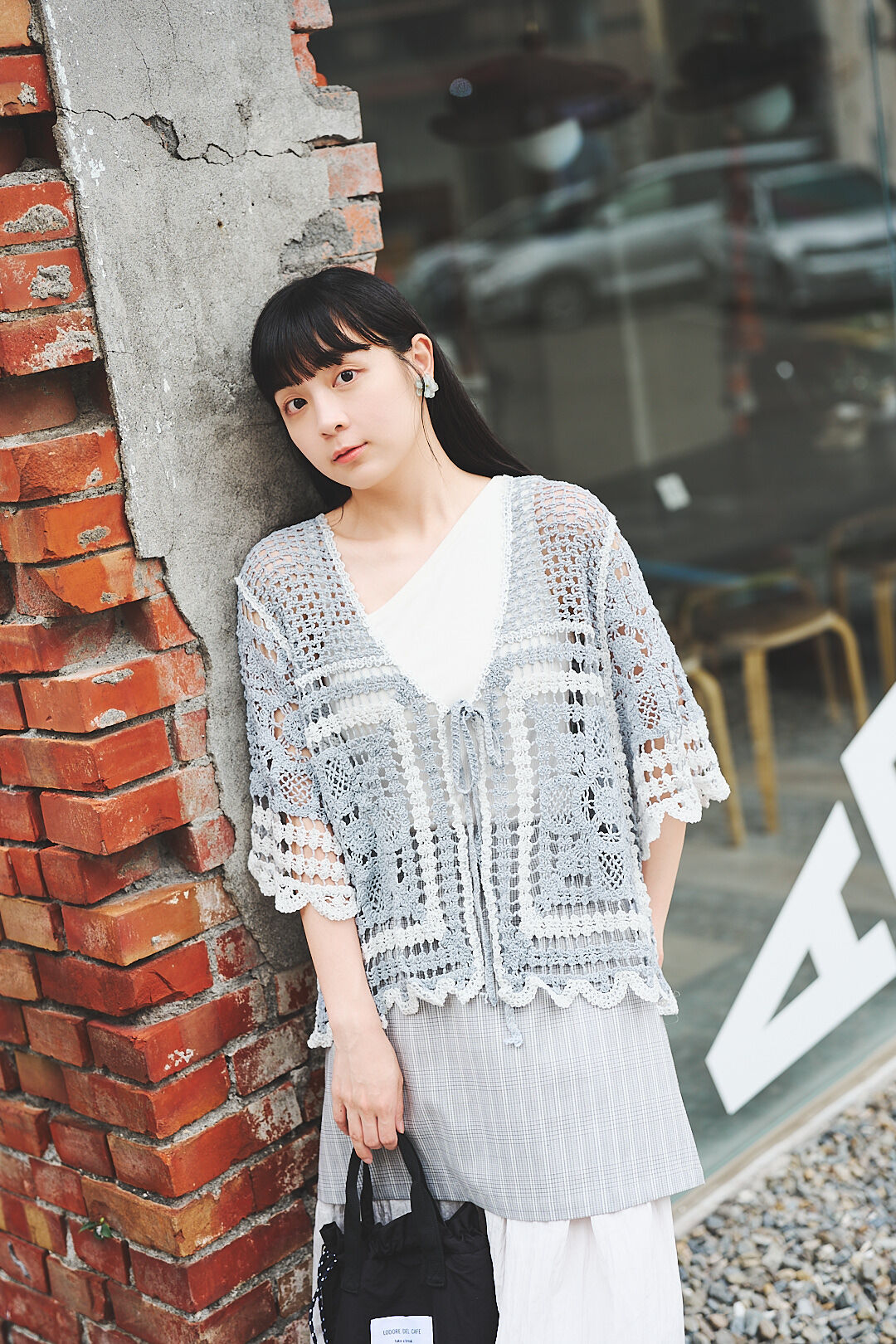 致愛麗絲！鉤針風蕾絲罩衫 (兩色-靜謐藍)