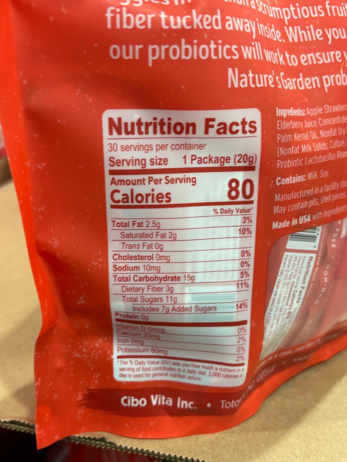 YN090 Nature's Garden 益生菌草莓乳酪果乾 30BAGS EXP: 04.2027