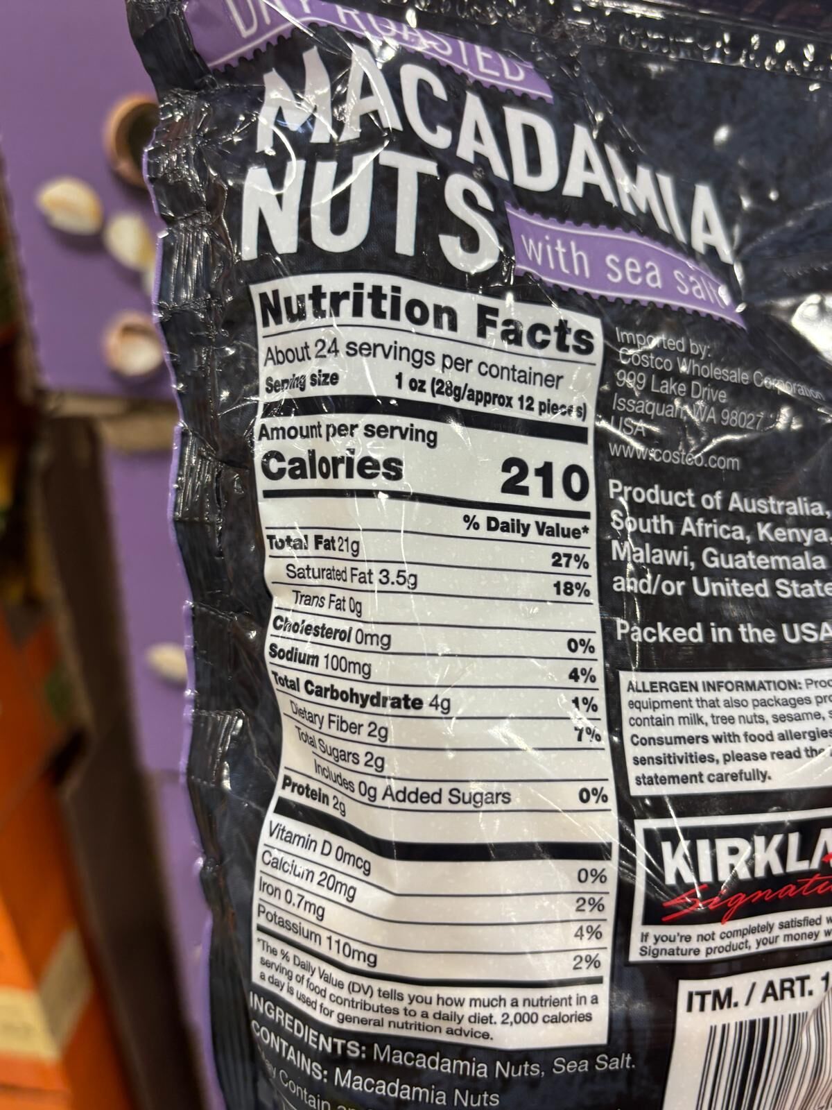 YN081 Kirkland Signature 科克蘭乾烤海鹽夏威夷果仁 680G EXP: 10.2026