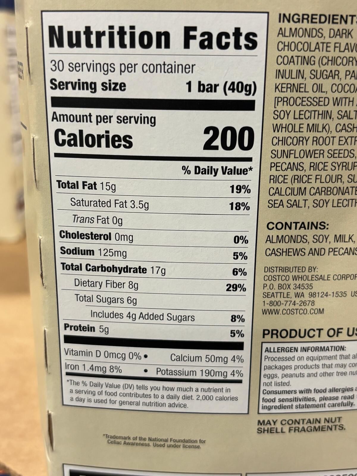 YN080 Kirkland Signature Nut Bars 堅果棒 30BARS EXP: 09.2026