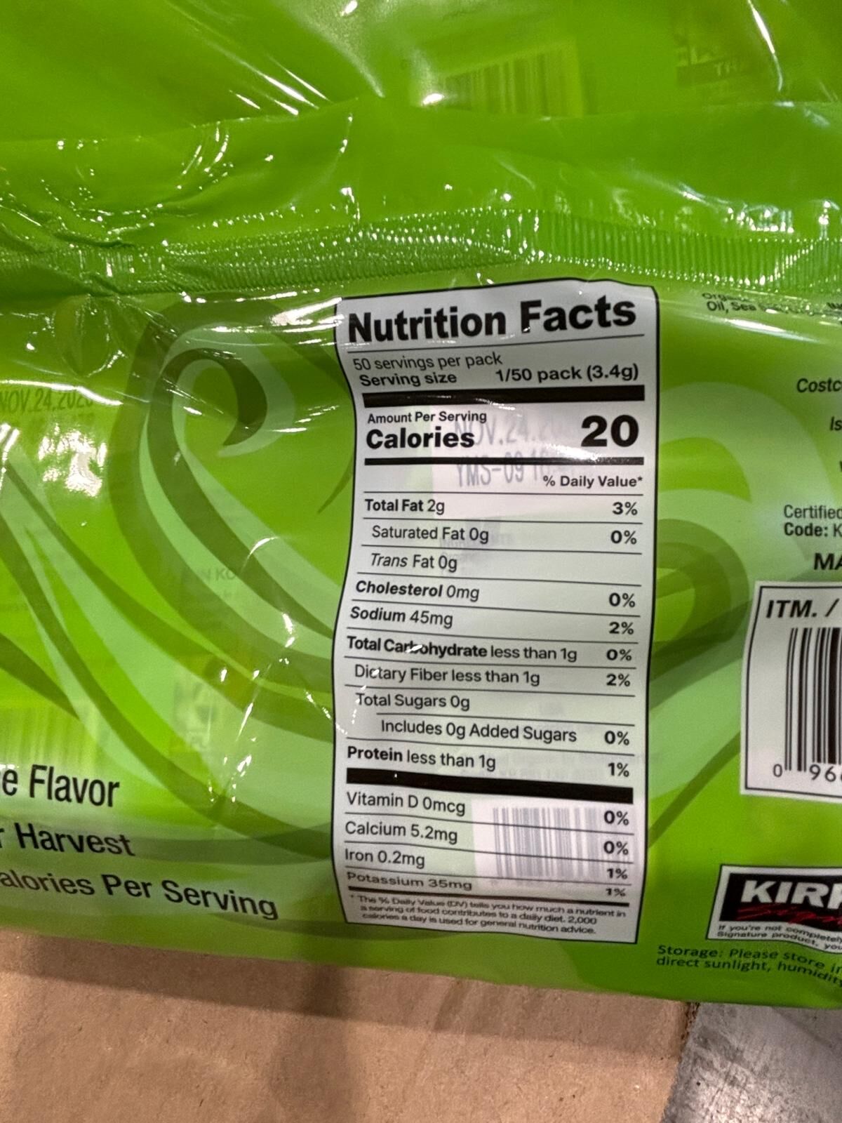YN079 Kirkland Signature 有機烘烤海苔脆片EXP: 11.2026