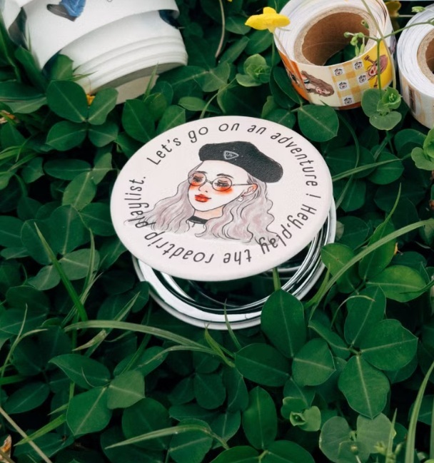 甜蜜生活．時髦女孩 隨身皮革小圓鏡