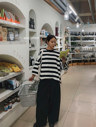 ᴴᴼᵀ ▸▸店長推薦◃◃ 春夏新款/條紋七分袖 MANIFEST正韓🇰🇷