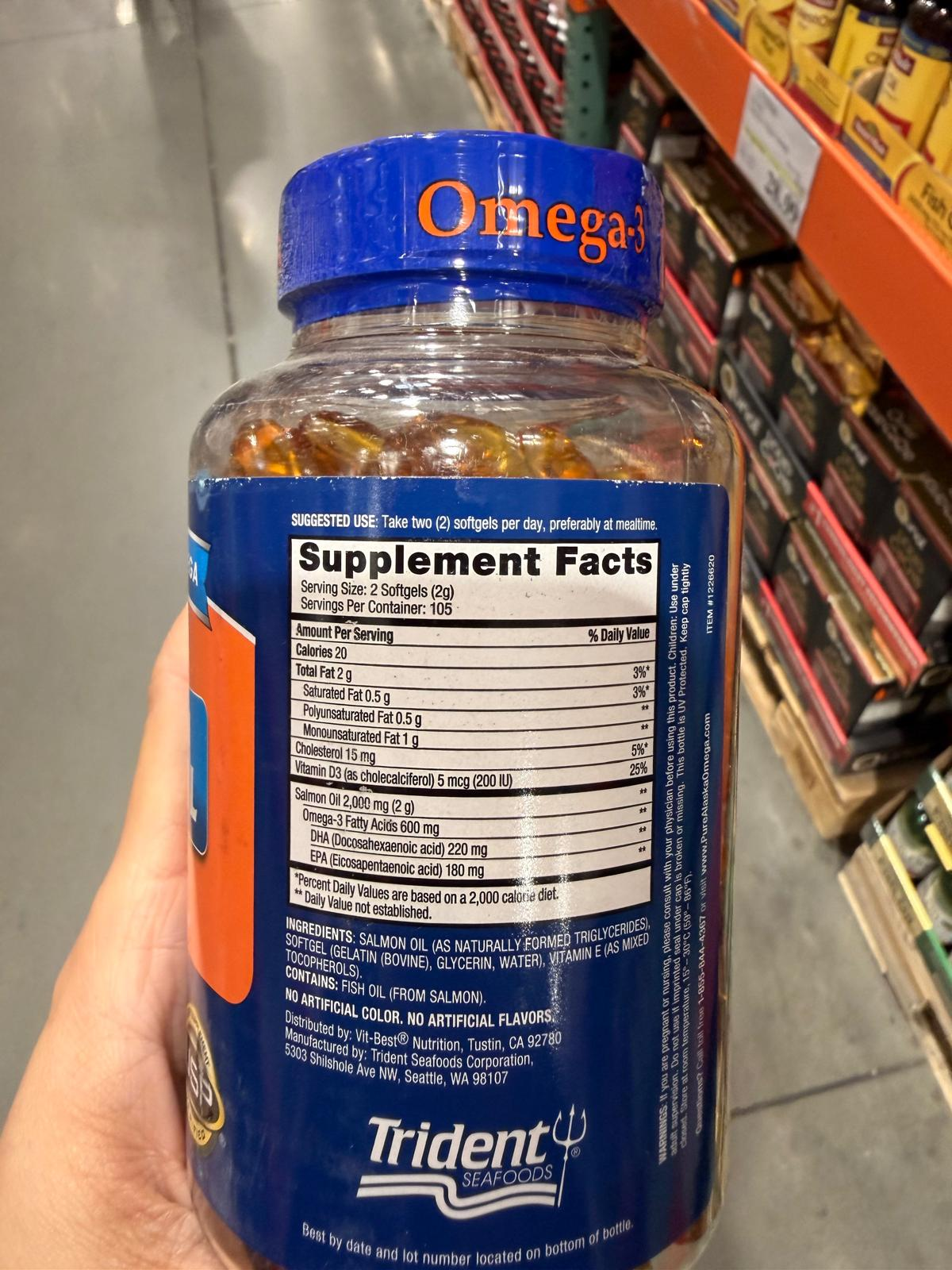 YN052 PURE ALASKA OMEGA 100%天然野生阿拉斯加三文魚油Omega-3 1000mg 210 粒 EXP: 02.2028