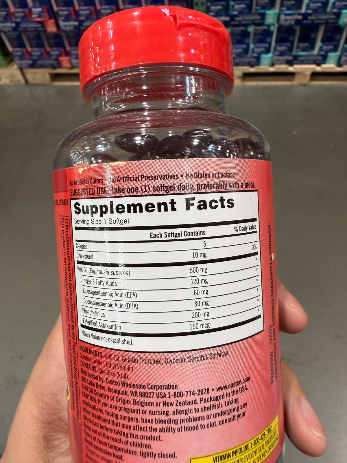 YN053 Kirkland Signature 磷蝦油 500毫克 180粒 EXP: 02.2028