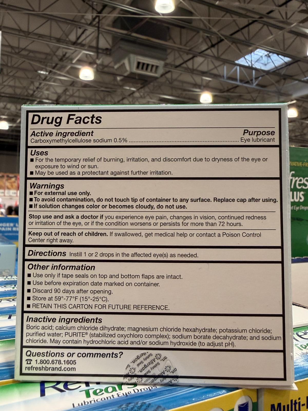 YN057 Refresh Tears 眼藥水 (4 bottles 0.5fl oz) EXP: 07.2028