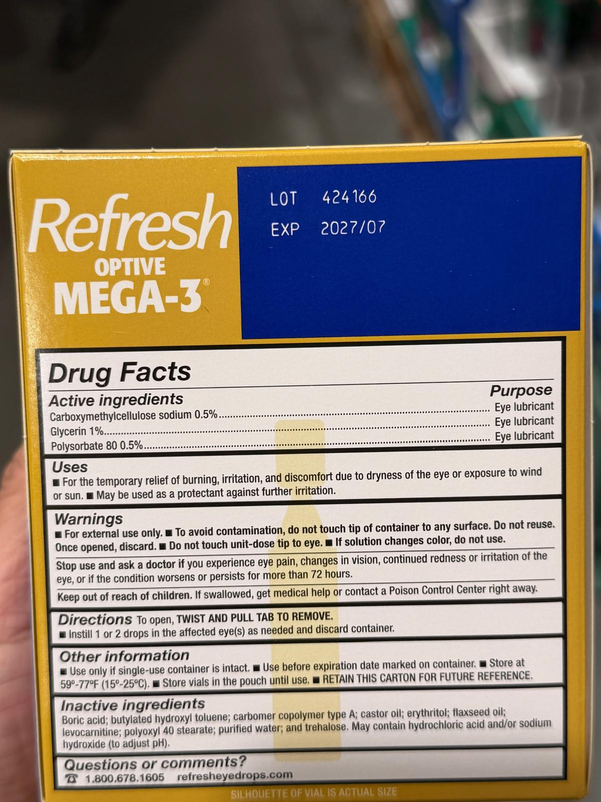 YN060 Refresh Optive Mega-3 滋潤滴眼液 70支 EXP: 07.2027