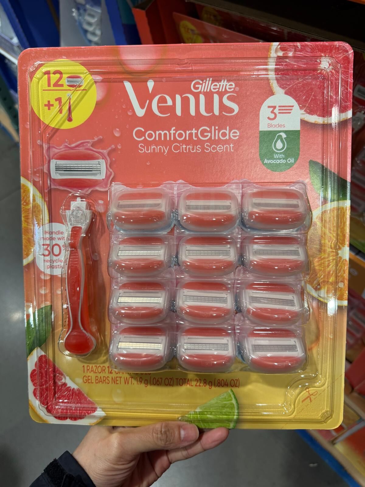 YN063 Gillette Venus ComfortGlide Sunny Citrus 女性刮鬍刀組 (1 個刀把與12 個刀頭)
