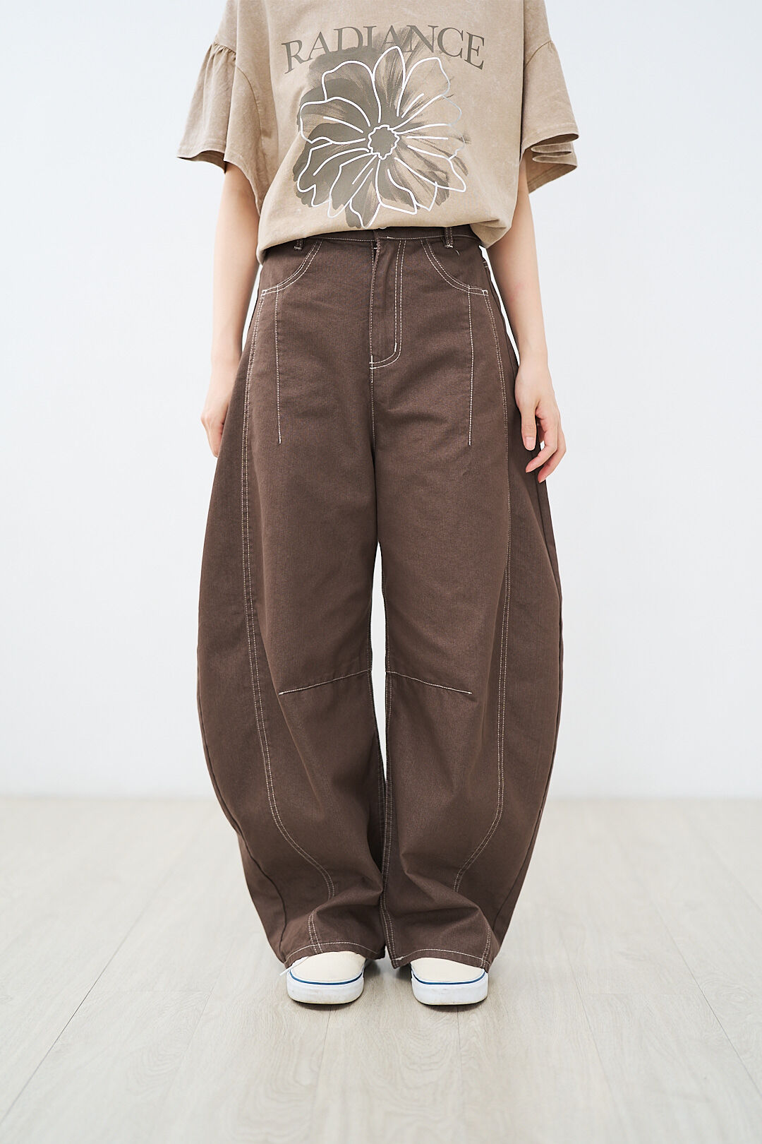 (預購)哥本哈根日常！撞色車線斜紋彎刀褲(三色-棕)