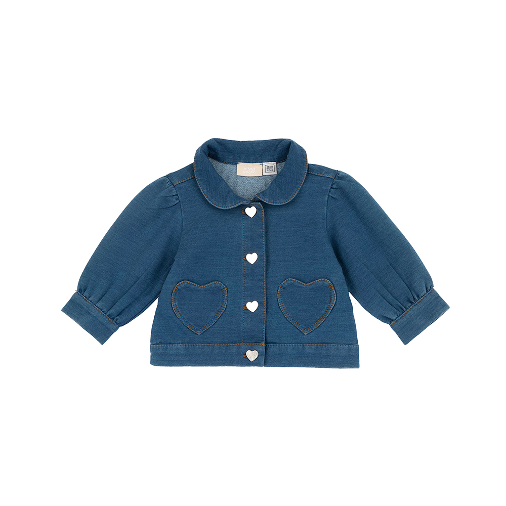 英倫花園-愛心貼袋牛仔外套