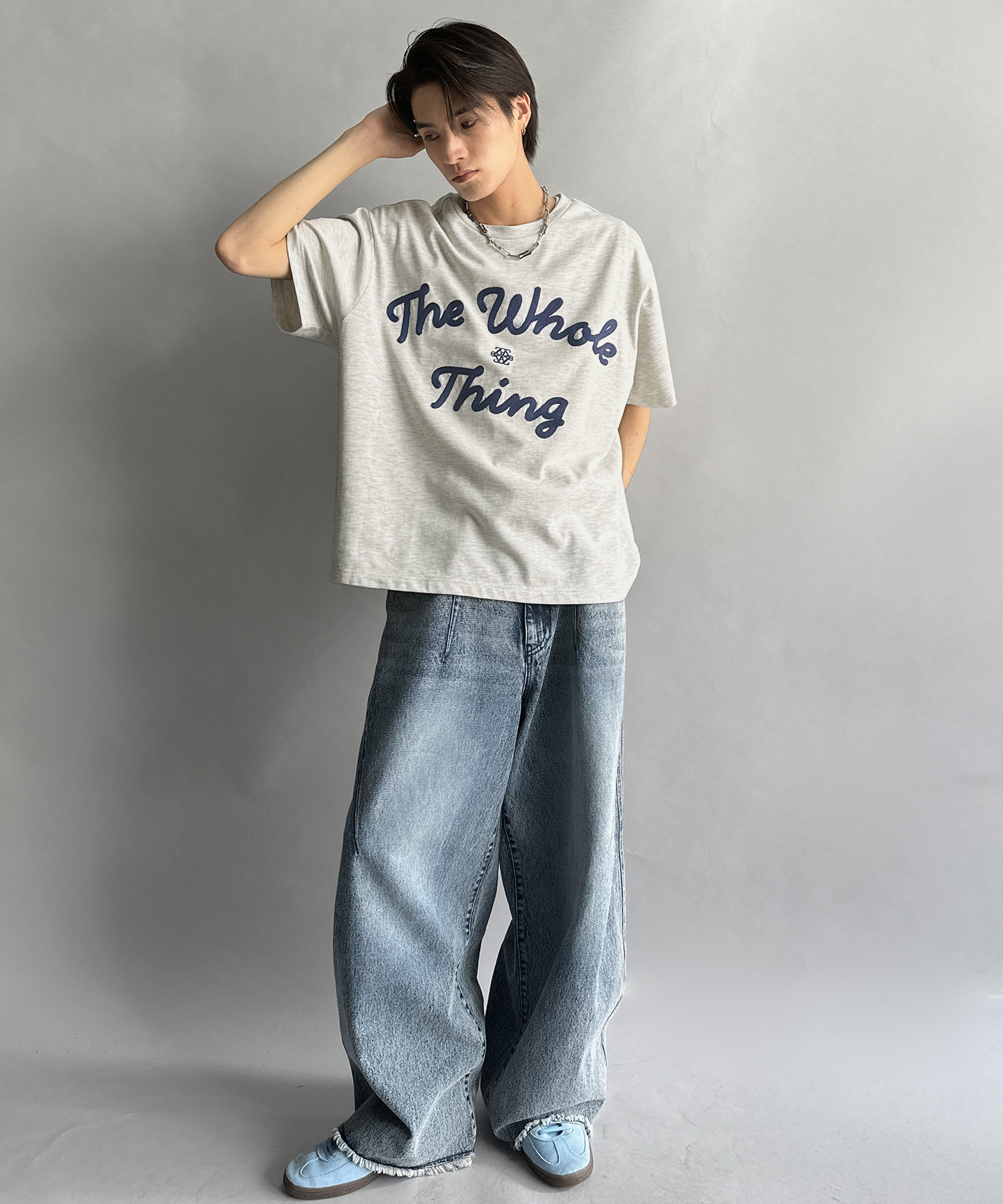 Java / oversized cord embroidered logo T-shirt