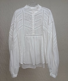 0420SZ15-SZHK-CLOS-鏤空皺花邊百搭文藝白襯衫(A15)