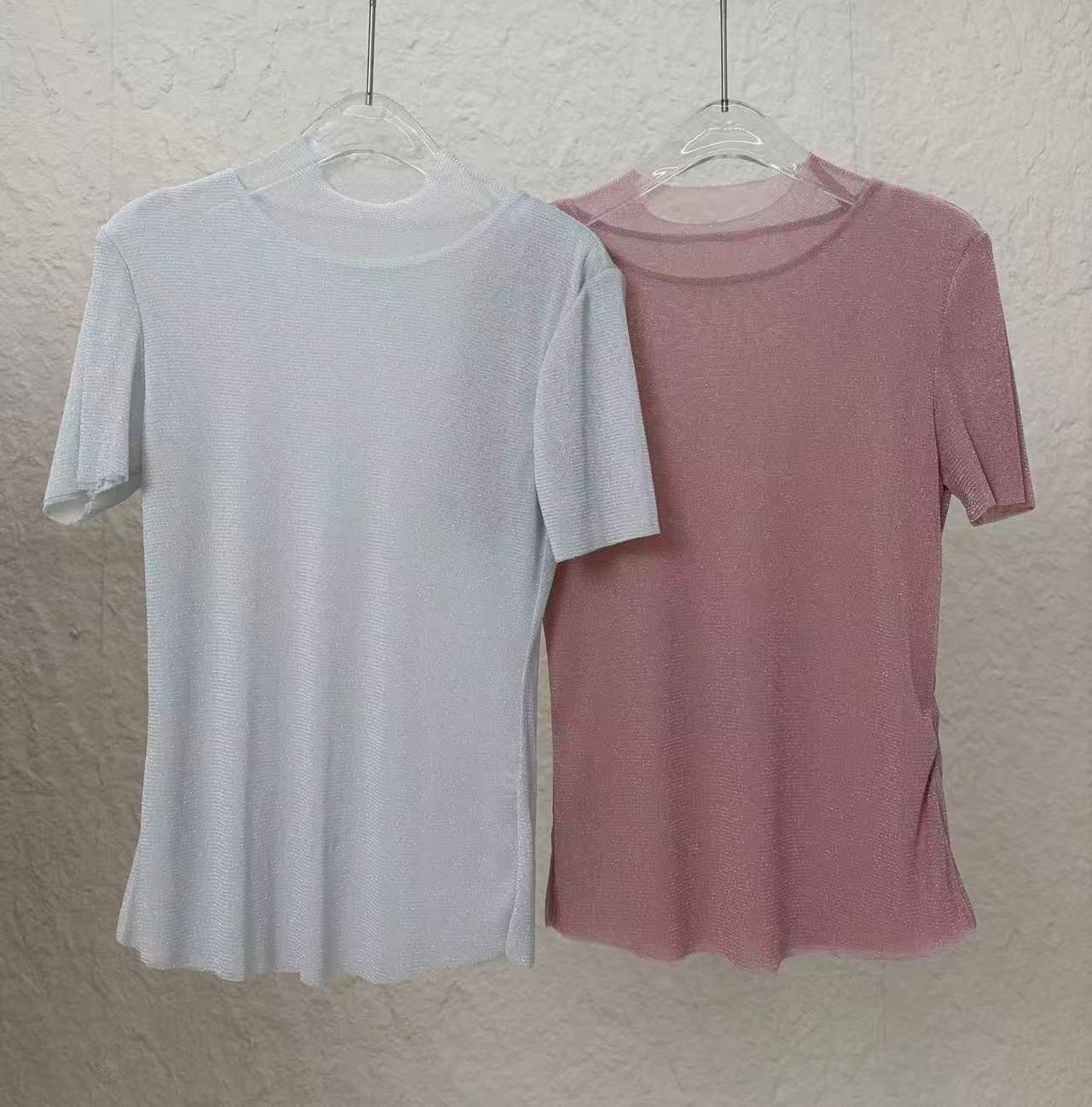 0420SZ17-SZHK-CLOS-半高領亮絲網紗氣質感輕薄打底衫(A17)