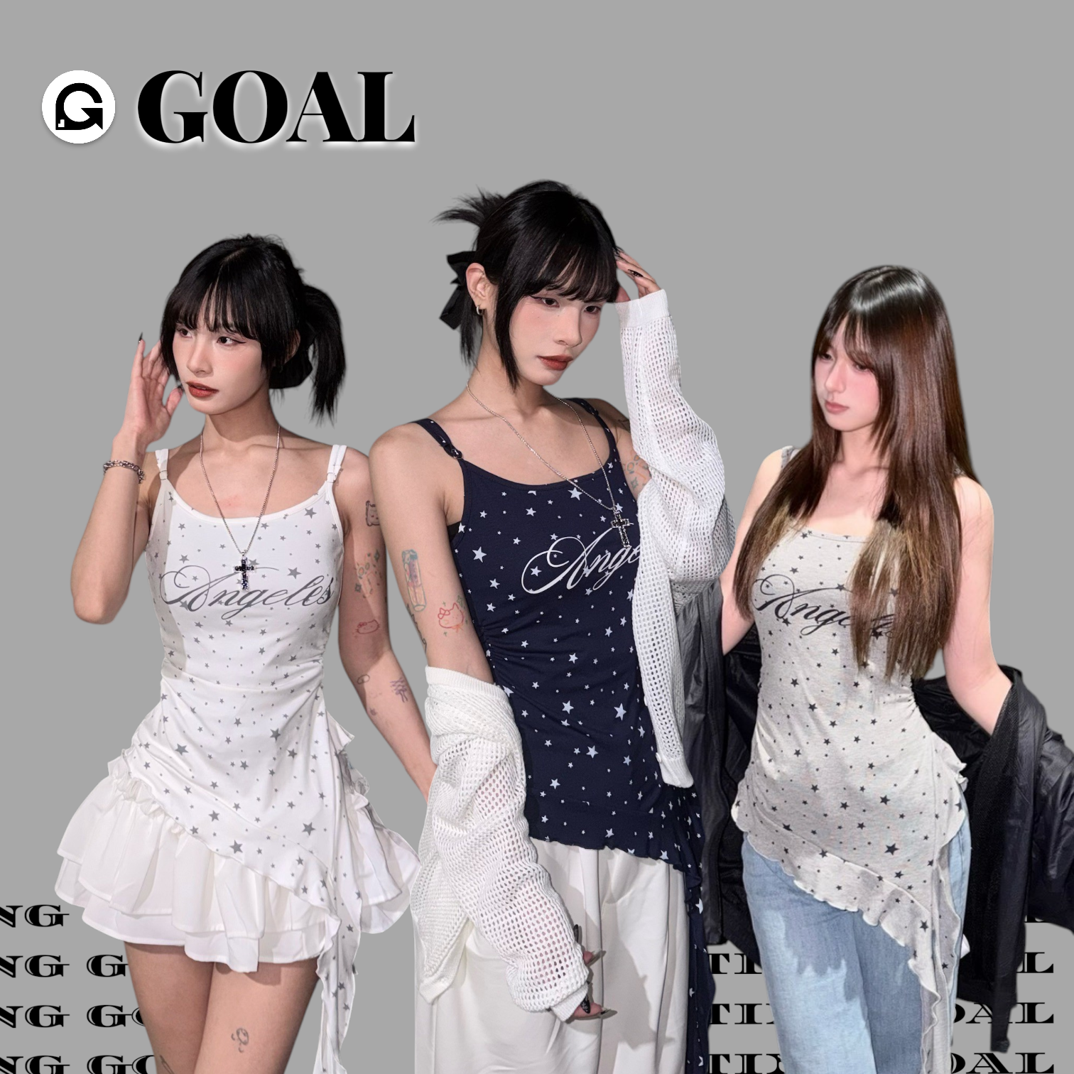 (GOAL) 滿版星星荷葉吊帶背心 610