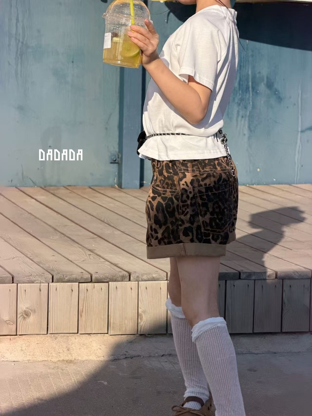 正韓夏Dadada 捲邊豹紋短褲