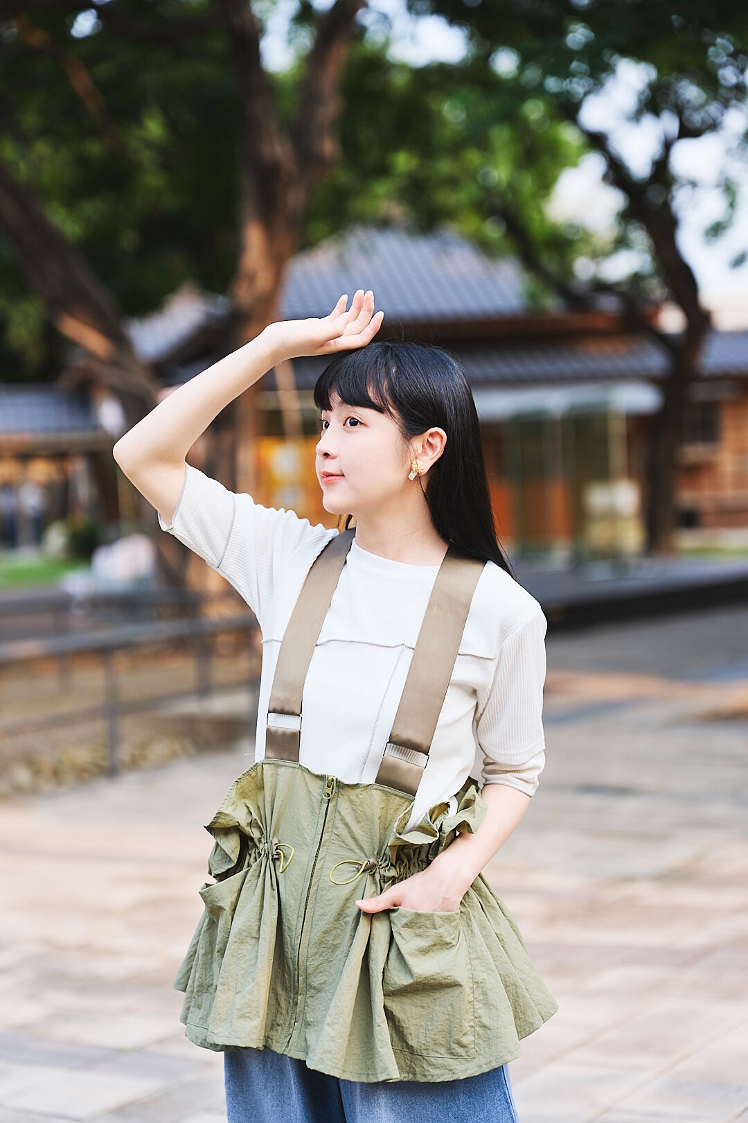 (預購)神奈川的海鹽！抽繩傘擺吊帶背心 (三色-軍綠)