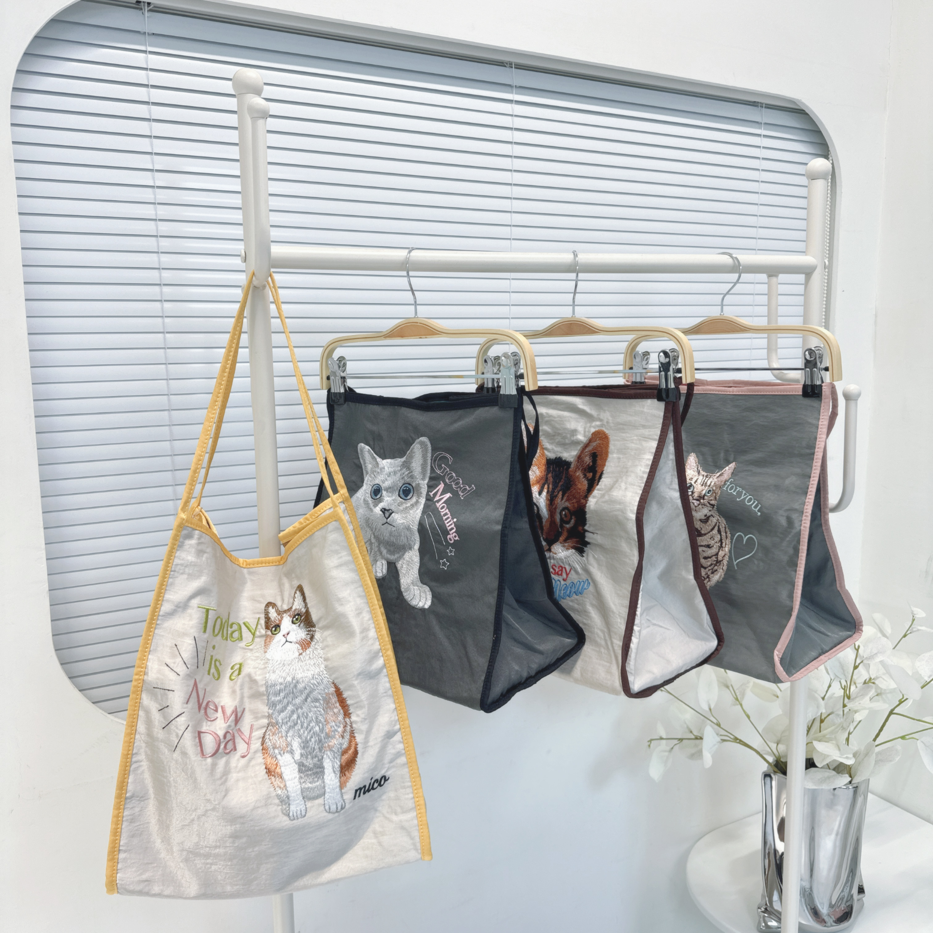 【Hoi2推介】尼龍防水棉麻刺繡工藝環保袋 (H36-H39)