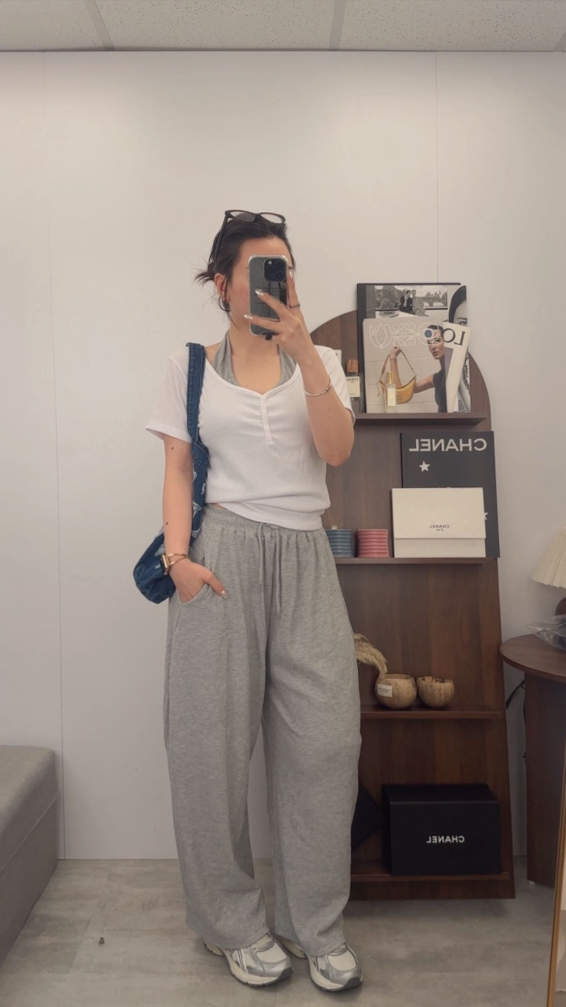 Waffle桶形運動褲(灰色)