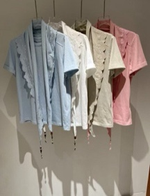 0420SZ40-SZHK-CLOS-甜美風蕾絲披肩短袖圓領上衣(A40)