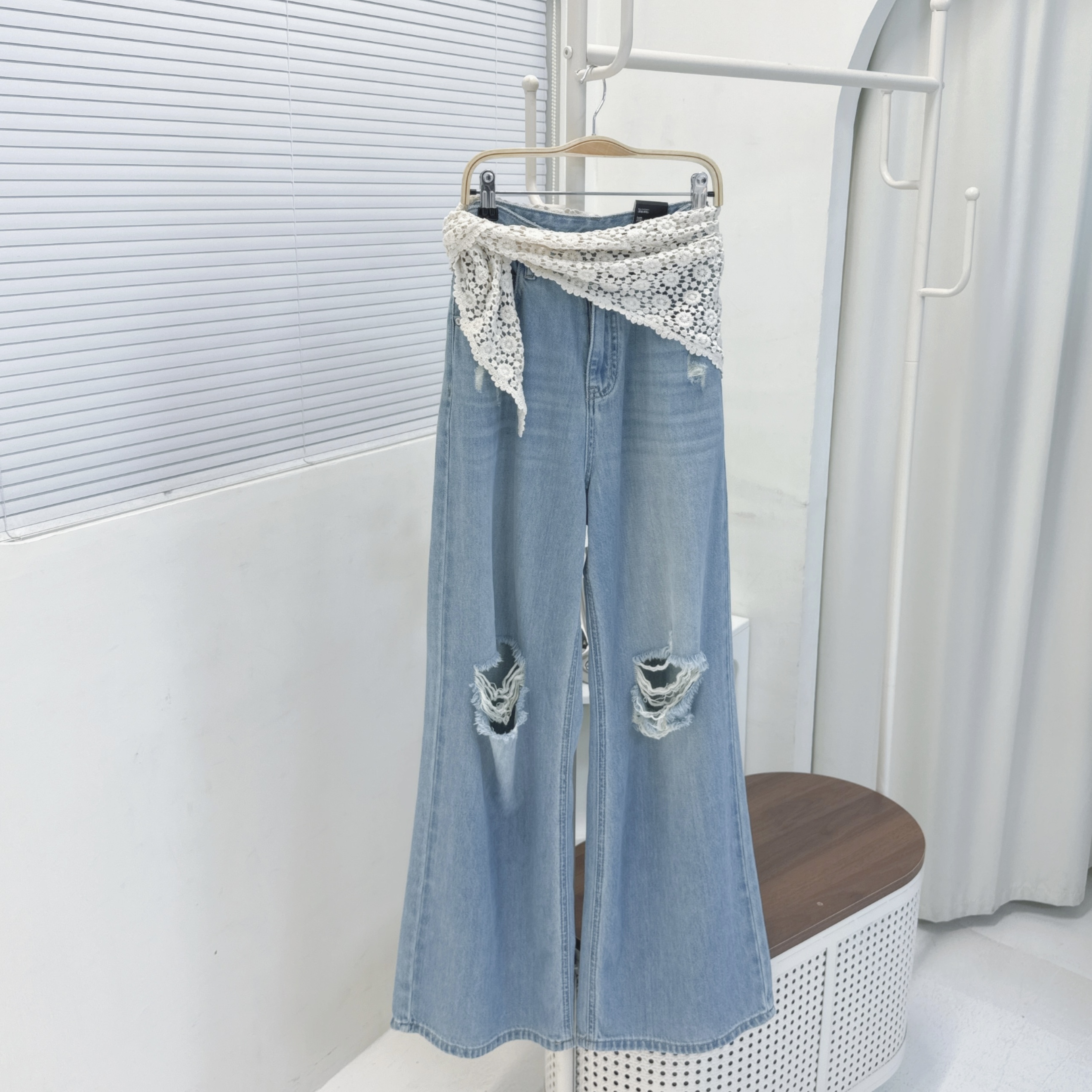 【Hoi2推介】腰Lace破爛闊牛仔褲 (H50-H53)