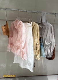 0420SZ43-SZHK-CLOS-休閒風連帽蕾絲花邊外套(A43)