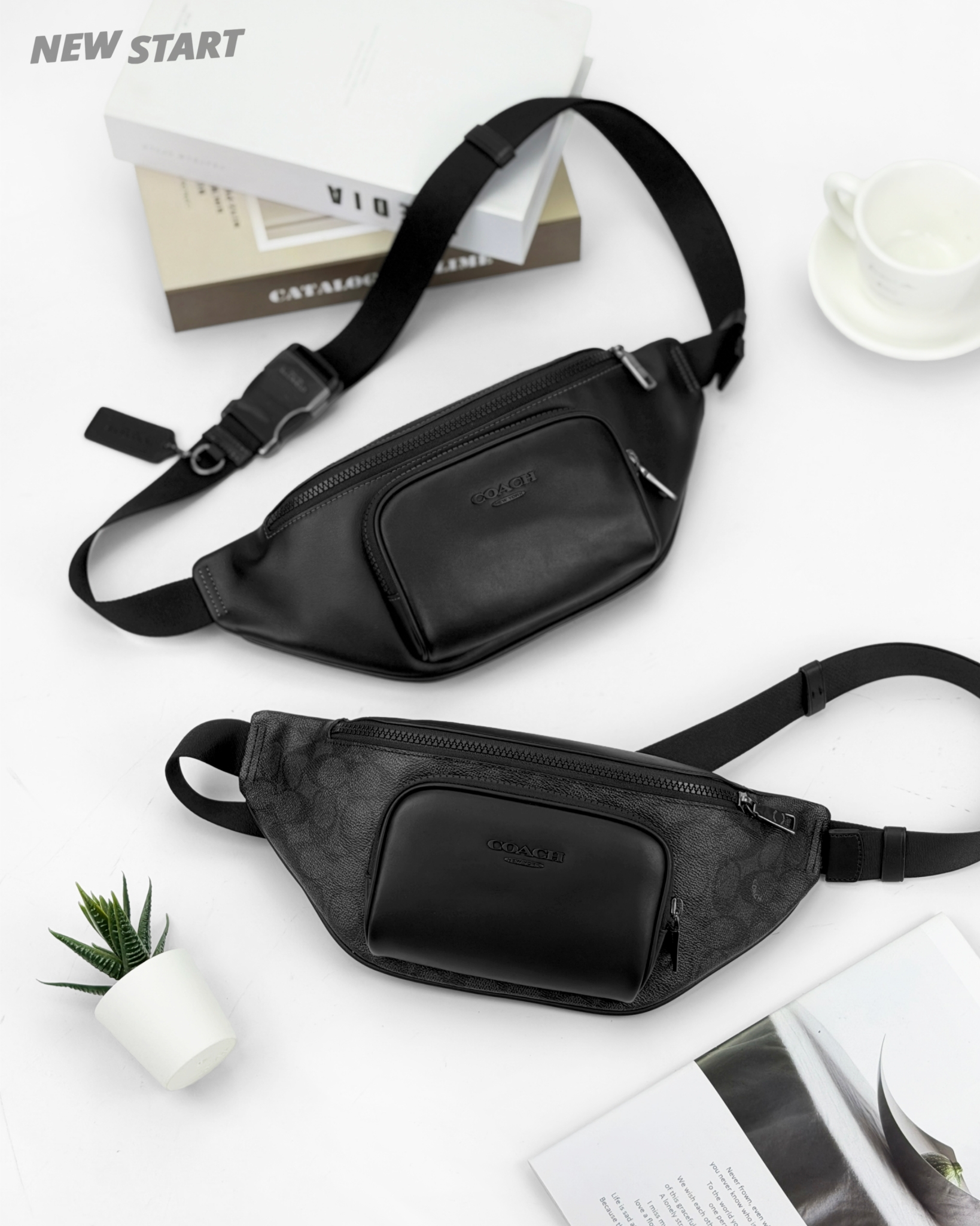 Coach Racer 前拉鍊口袋 皮革腰包 小款