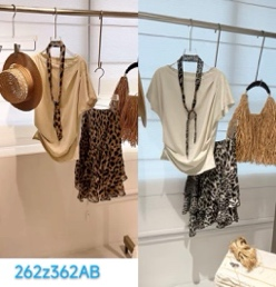 0420SZ58-SZHK-CLOS-豹紋領帶上衣不規則半身裙兩件套(A58)