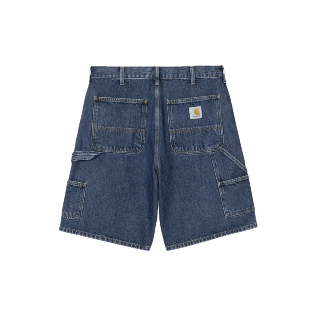 -(E17b04)-CARHARTT WIP STONE WASHED DOUBLE KNEE SHORT 雙膝褲 短褲 藍色-I034867