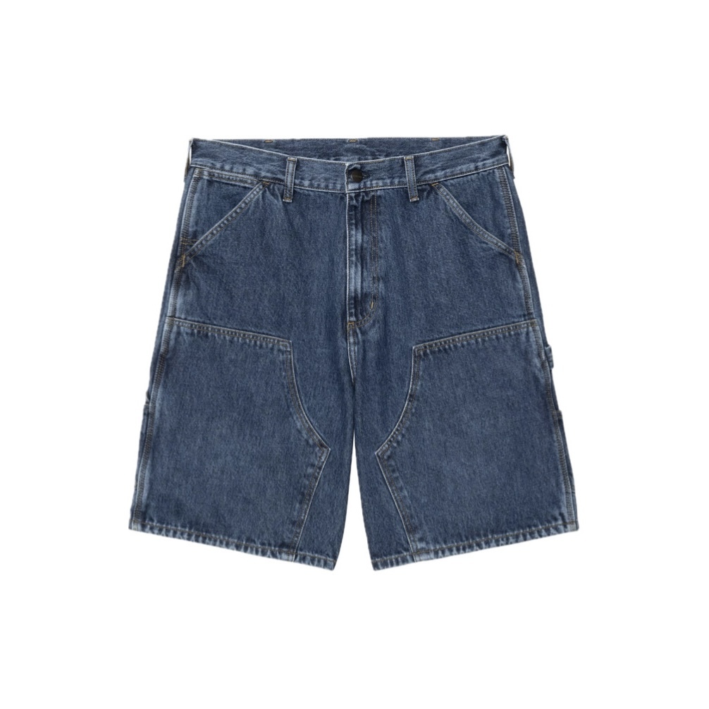 -(E17b04)-CARHARTT WIP STONE WASHED DOUBLE KNEE SHORT 雙膝褲 短褲 藍色-I034867