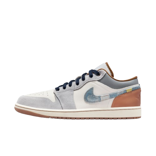 【官網限定】NIKE AIR JORDAN 1 LOW 丹寧 拼接 麂皮 灰白藍 男鞋 FZ5042-041 IV
