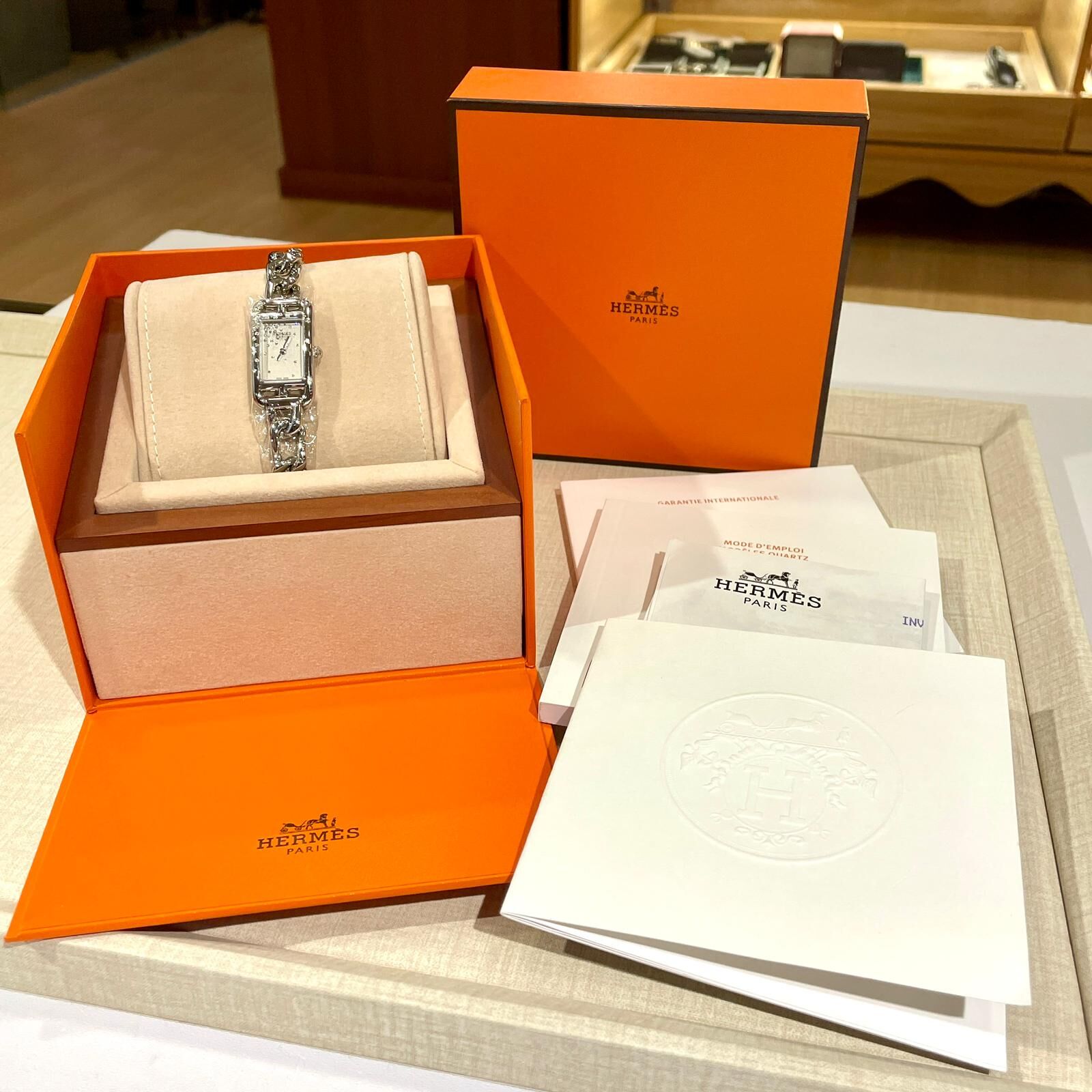全新HERMES UHR Natucket Diamond Quartz Watch鑽石/不鏽鋼手錶石英機芯銀色 LKMS20W40498 #BRAND NEW #香榭站正品