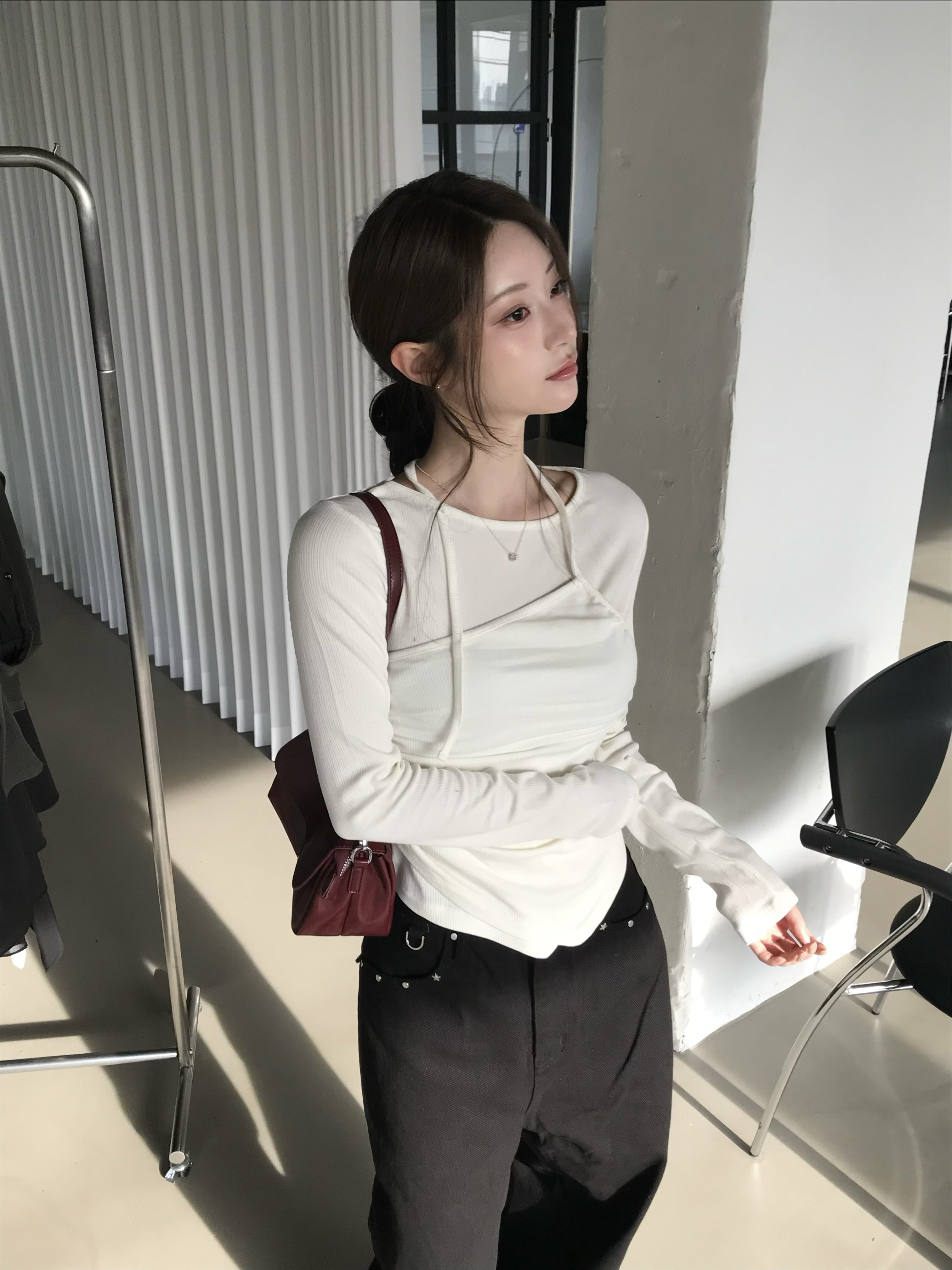 J16 Plan B 假兩件層次上衣 (白)