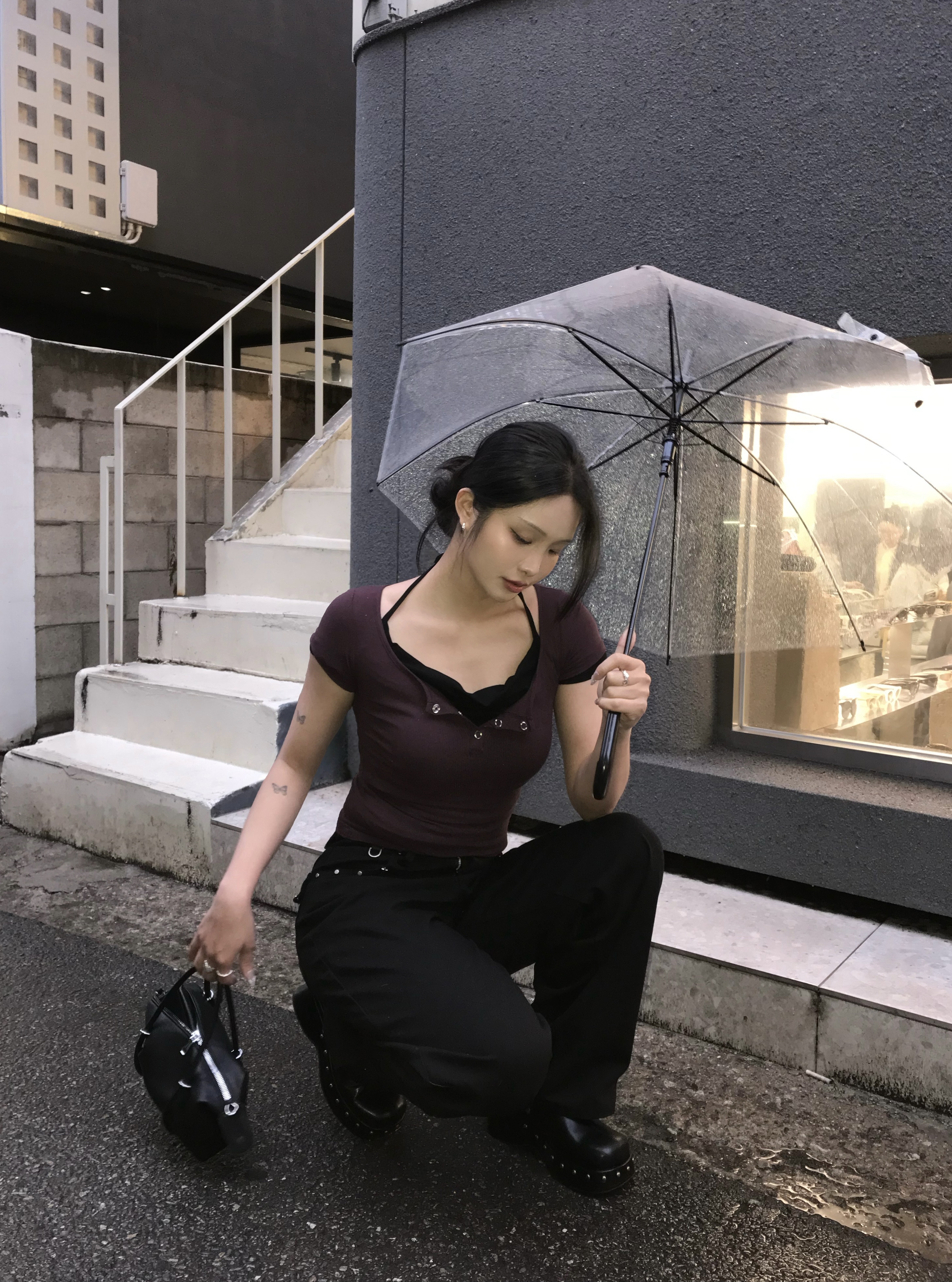 J10 推薦！日常貼身壓釦短tee (深紫)