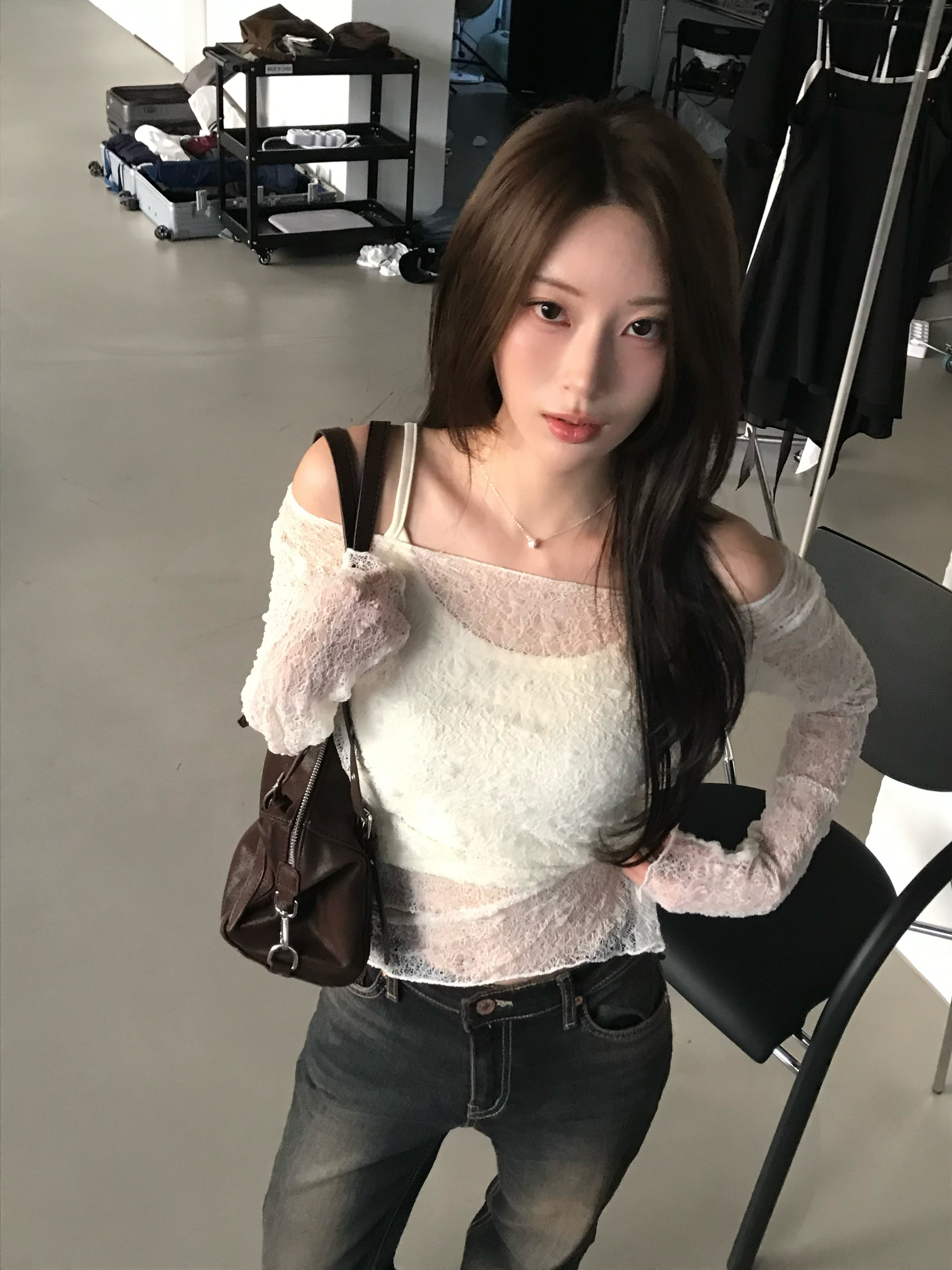 J08 送內搭 細紋理上衣set (奶油)