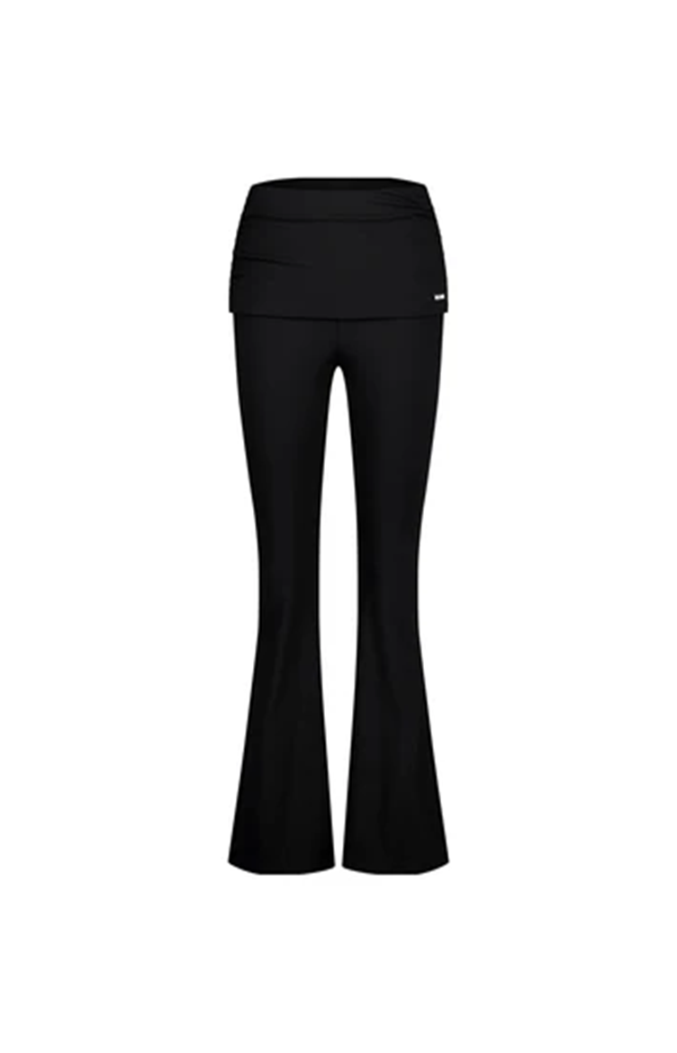 YM027 HDEX Folded Semi Bootcut Leggings - 黑色