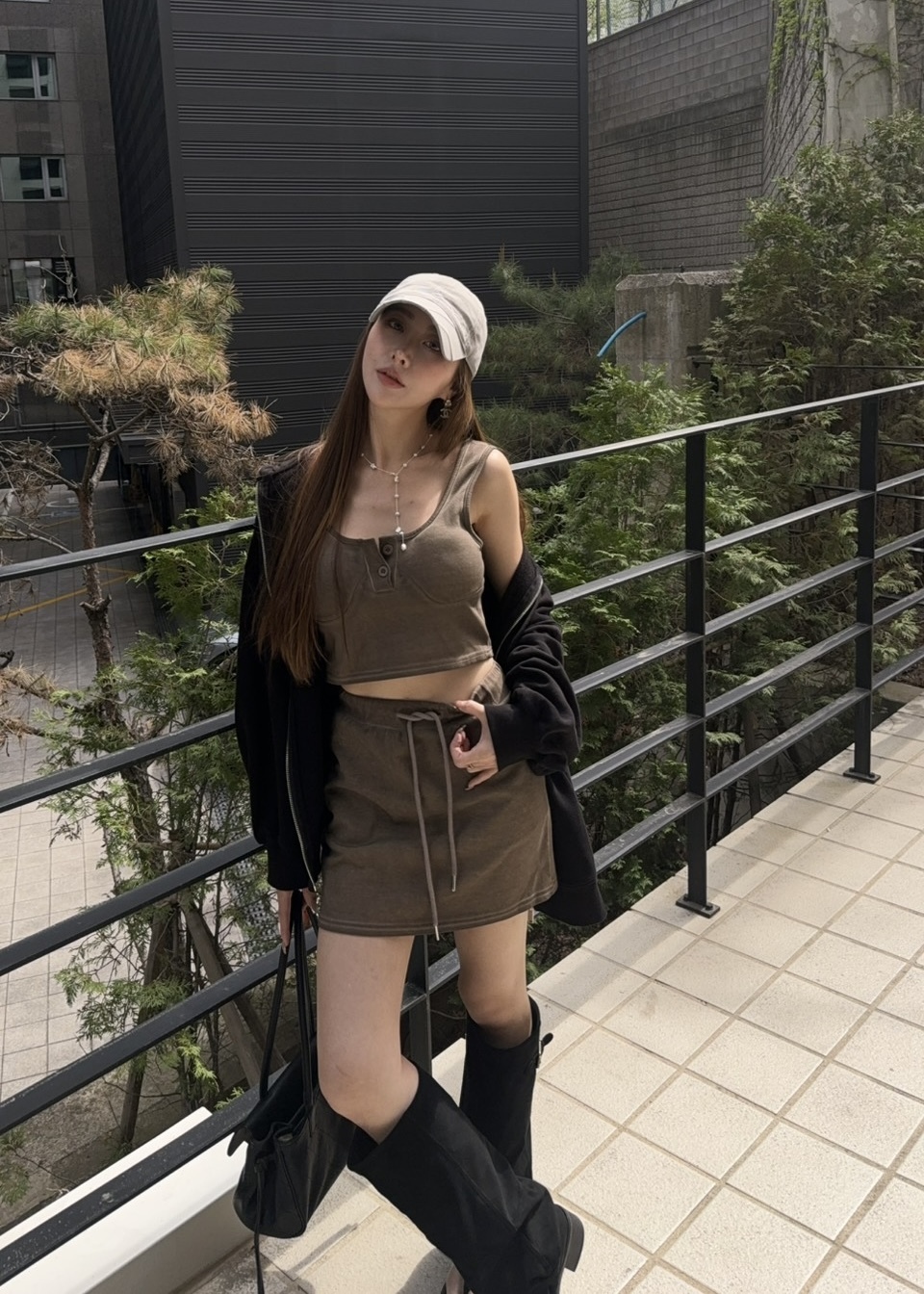 復古刷色胸墊背心套裝