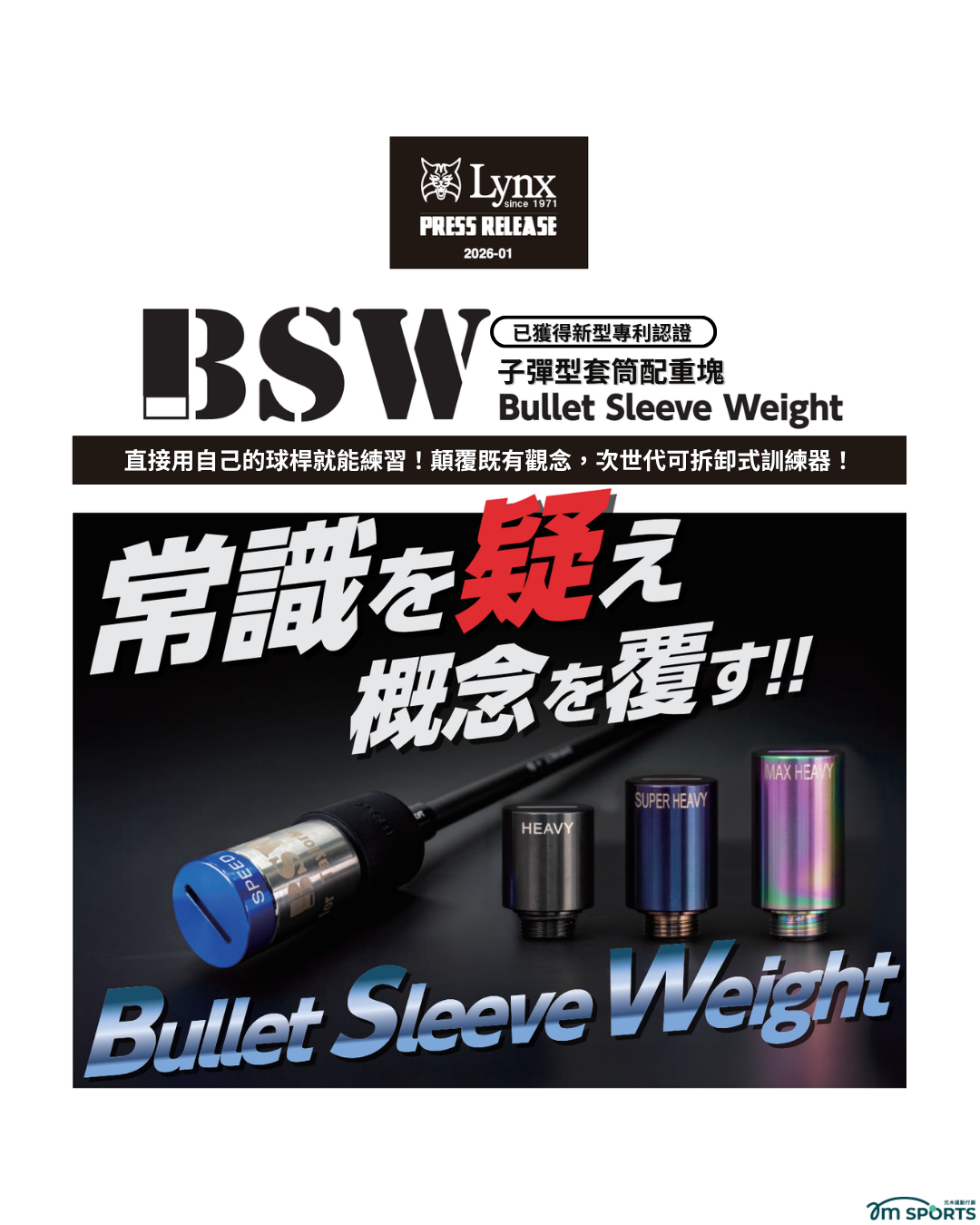 【 BSW 】Bullet Sleeve Weight 子彈型套筒配重塊 - 標準套組