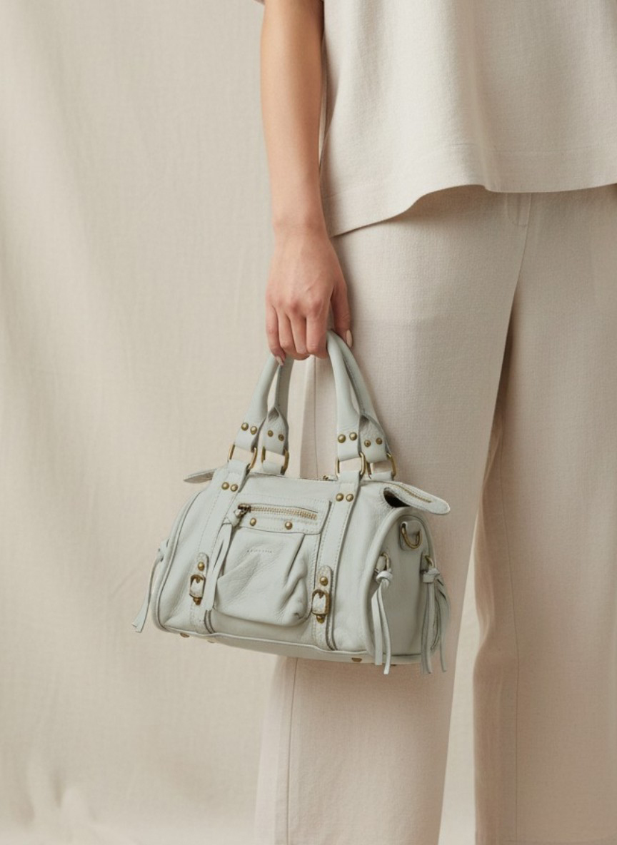 Novo 鞣革平面小包 灰藍