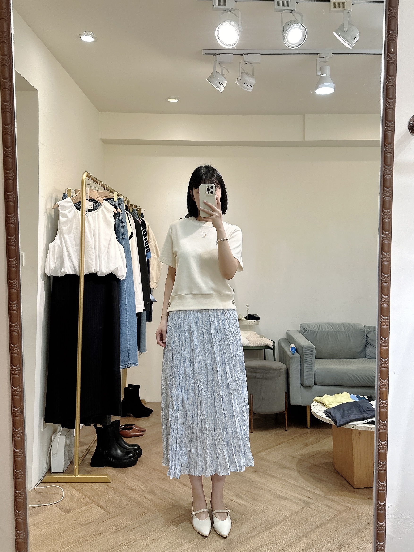碎花皺皺裙