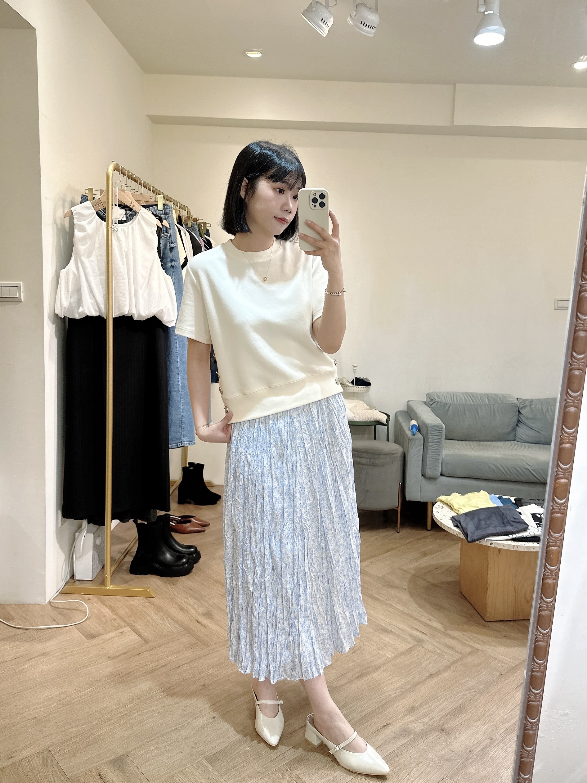 碎花皺皺裙