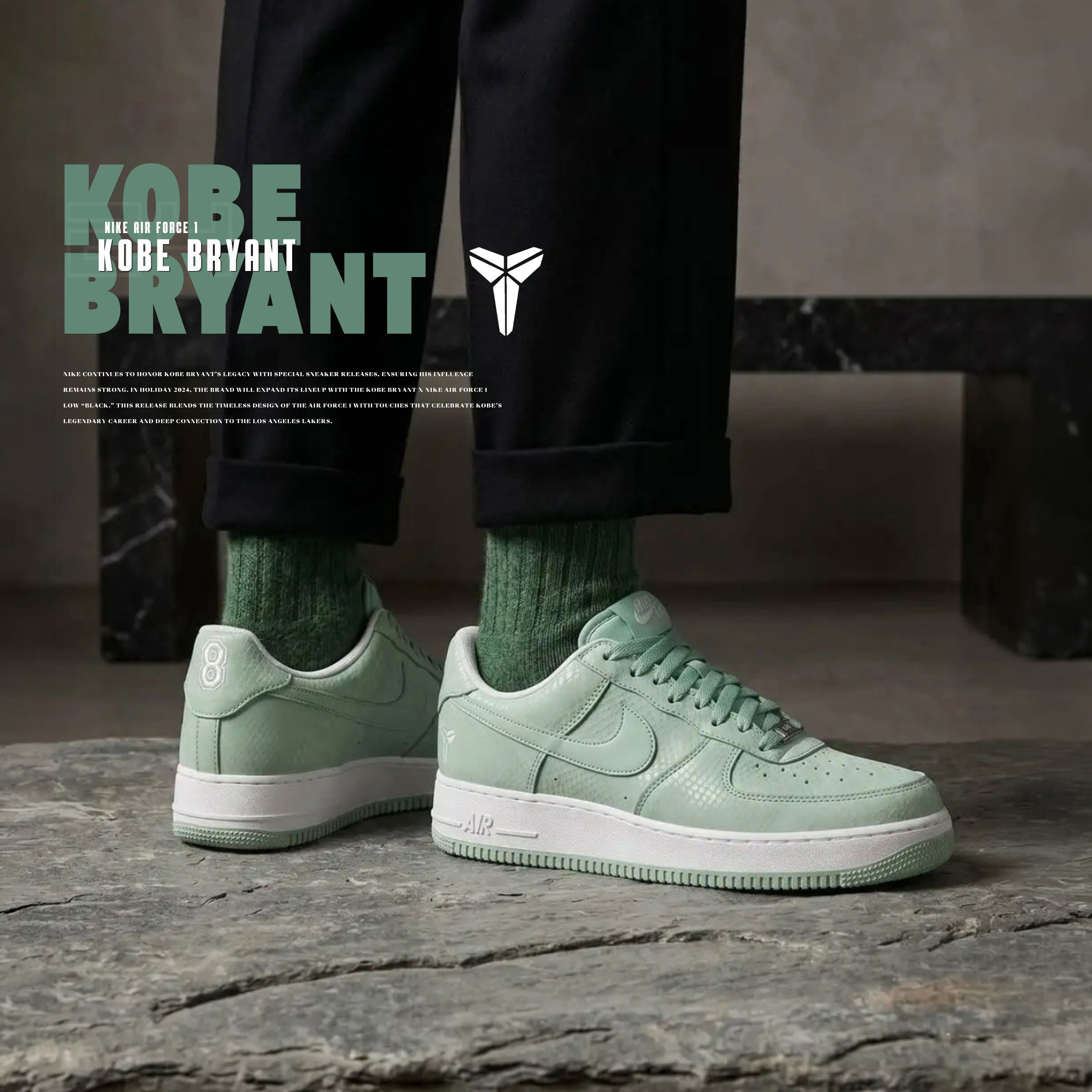 NICEDAY 代購 Kobe x Nike Air Force 1 科比 薄荷綠 老大 湖人 淺綠色 經典 舒適 版鞋 男款 IB0018-005