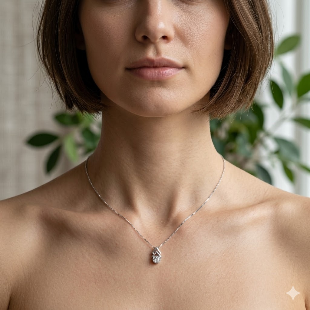 全新18K白金【單粒25份鑽石】吊墜